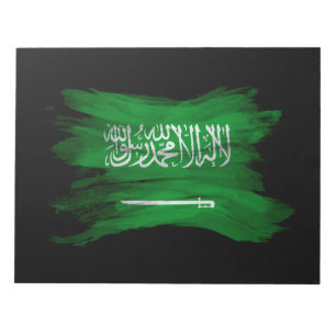 Bloco De Notas Bandeira da Arábia Saudita pincelando derrame, ba