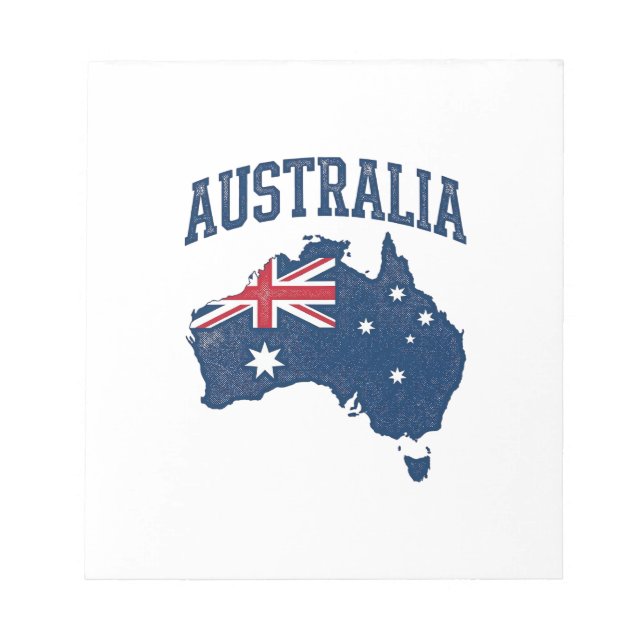 Bloco De Notas Bandeira da Austrália Mapa Gráfico Antigo Envelhec (Frente)
