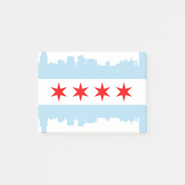 Bloco De Notas Bandeira da skyline de Chicago (Frente)