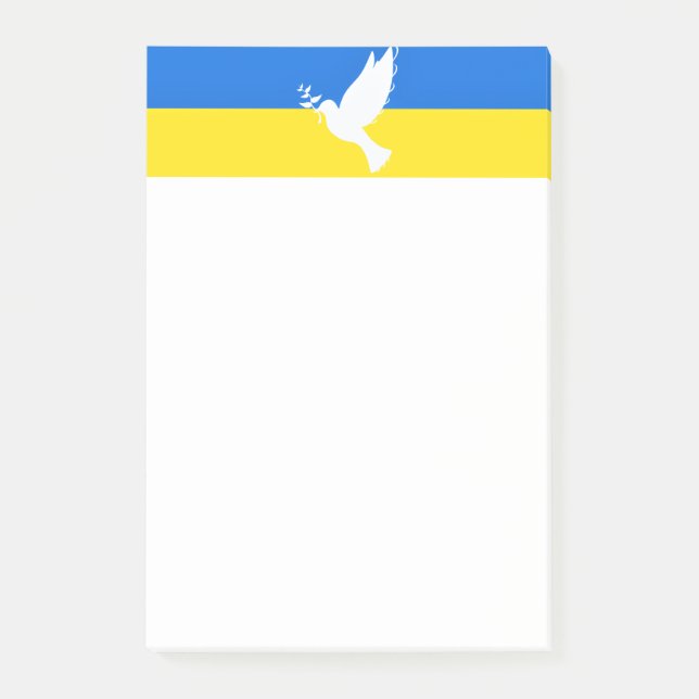Bloco De Notas Bandeira da Ucrânia "Sticky Notes Dove of Peace" (Frente)