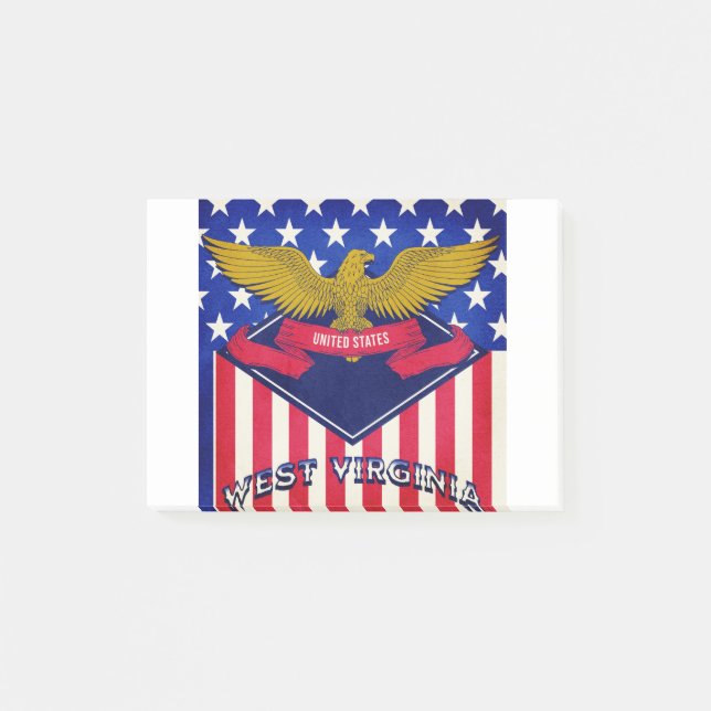 Bloco De Notas Bandeira da Virgínia Ocidental EUA (Frente)