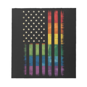 Bloco De Notas Bandeira do Arco-Íris Desgastada Pride EUA América