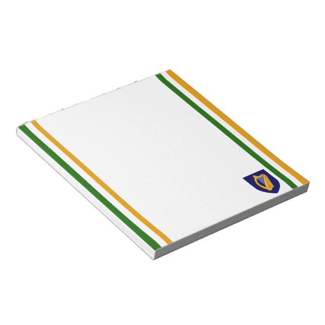 Bloco De Notas bandeira irlandesa e brasão de armas (Inclinado)