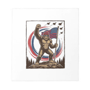 Bloco De Notas Bandeira Patriótica Sasquatch Vintage