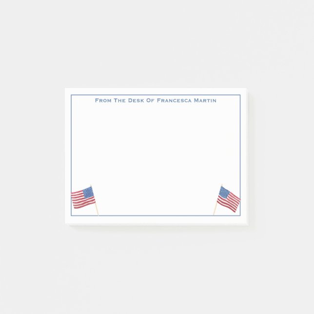 Bloco De Notas Bandeira Personalizada EUA Vermelho Branco e Azul  (Frente)