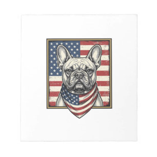 Bloco De Notas Bandeira Vintage Patriótica do Bulldog Francês