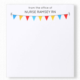 Bloco De Notas Bandeiras Coloridas de Bunting para Enfermeira Esc