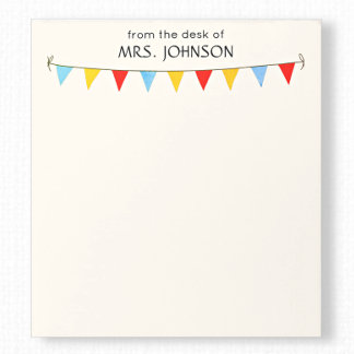 Bloco De Notas Bandeiras Coloridas de Bunting para Professor ou T
