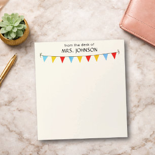 Bloco De Notas Bandeiras Coloridas de Bunting para Professor ou T