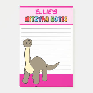 Bloco De Notas Bar Mitzvah de Dinossauro Personalizado Rosa
