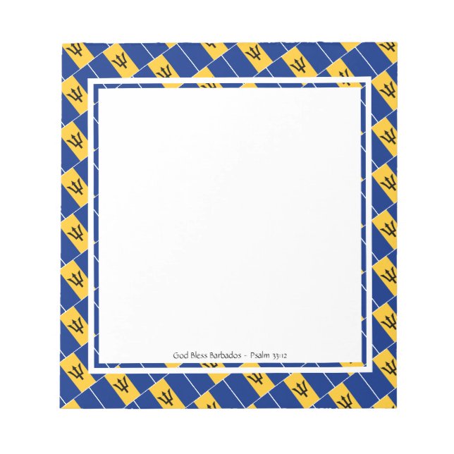 Bloco De Notas BARBADOS FLAG Patriótico BARBADIANO Personalizado (Frente)