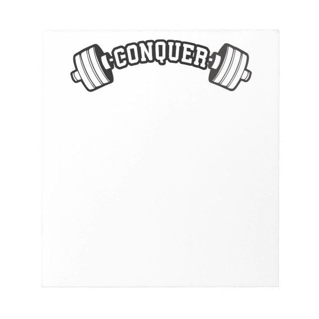 Bloco De Notas Barbell, CONQUER - Giro Inspiracional de Pesar (Frente)