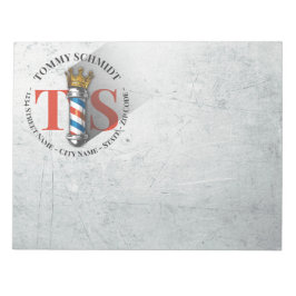 Bloco De Notas Barber Hair Shop King Crown Barber Pole Hair Salon