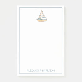 Bloco De Notas Barco à Vela Faixa Azul Aquarela