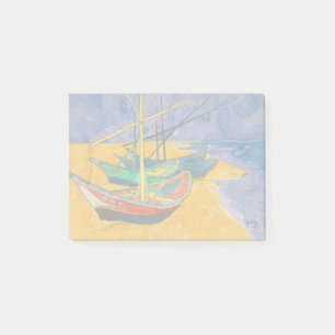 Bloco De Notas Barcos de Van Gogh Impressionismo Praia