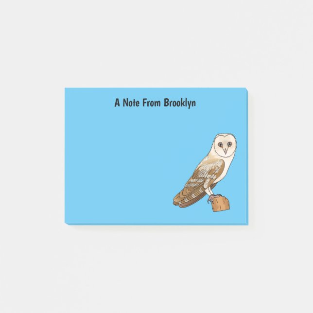 Bloco De Notas Barn owl bird cartoon illustration  (Frente)