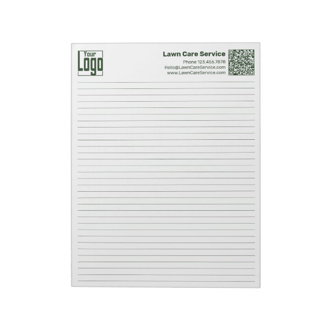 Bloco De Notas Basic Logo QR-code Green Line College Rule (Invertido)