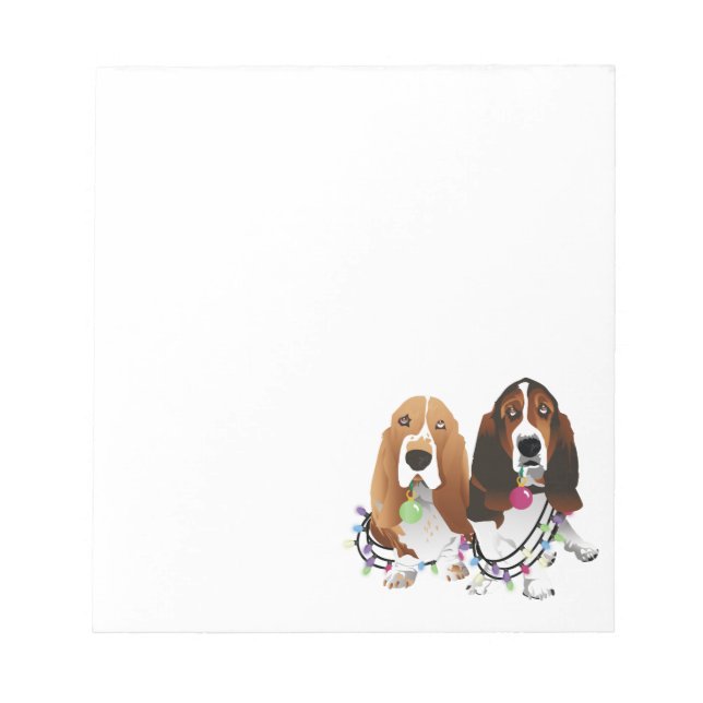Bloco De Notas Basset Hound Peace Love Joy Design de Natal (Frente)