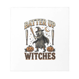 Bloco De Notas Bater Bruxas Design de Basebol de Halloween Vintag