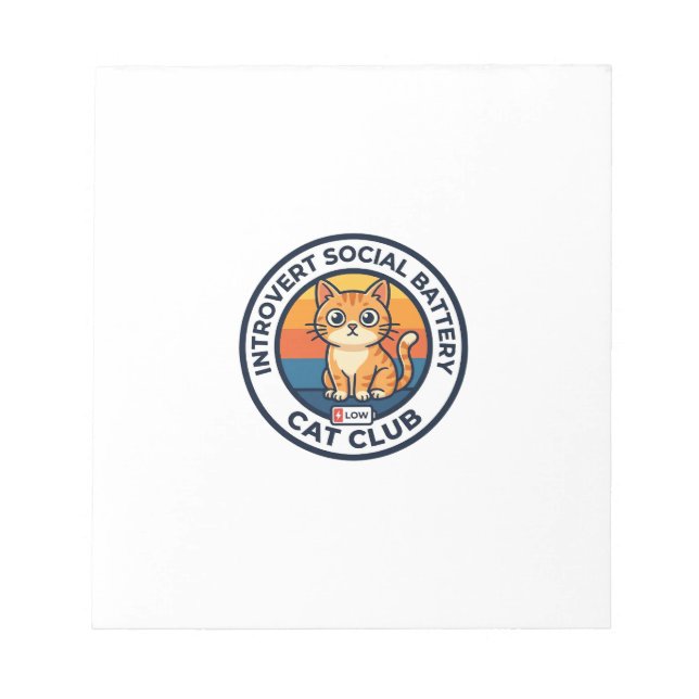 Bloco De Notas Bateria Social de Introvertido Gato Fofo Design de (Frente)