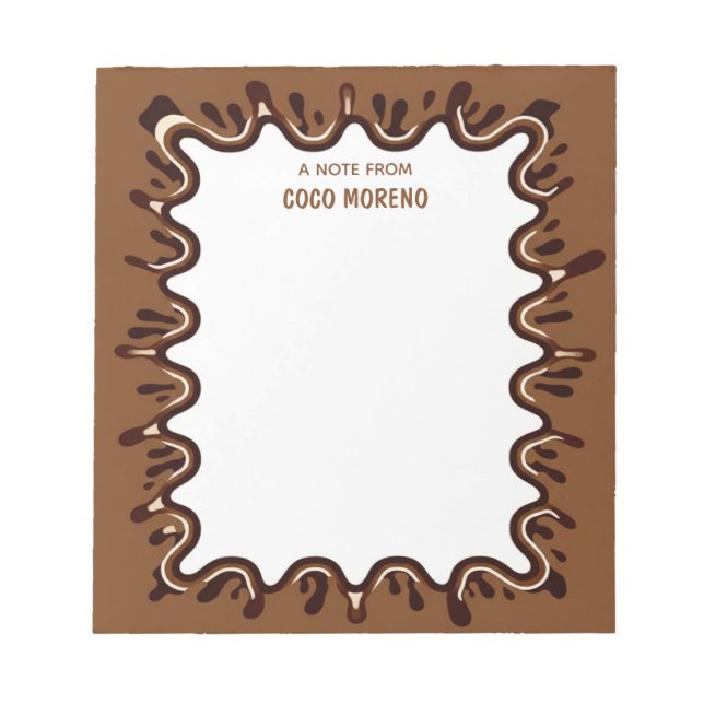 Bloco De Notas Batida de Milkshake de Chocolate Marrom Nome Perso (Frente)