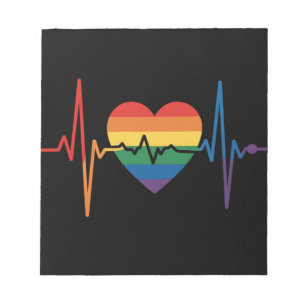 Bloco De Notas Batimentos Cardíacos LGBTQ Orgulho do Coração Gay 