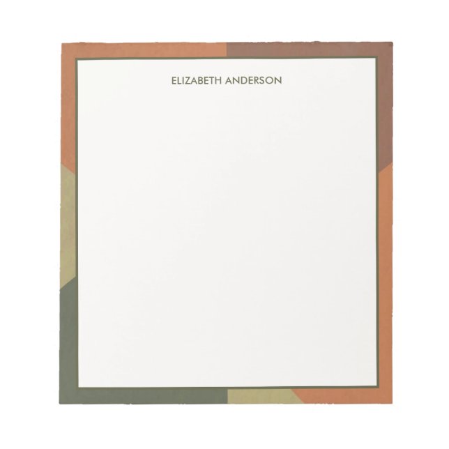 Bloco De Notas Bauhaus Terracotta Green Abstract Personalized (Frente)