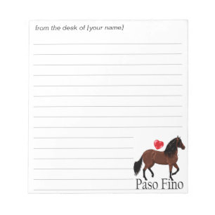 Bloco De Notas Bay Paso Fino Horse Heart Personaliza