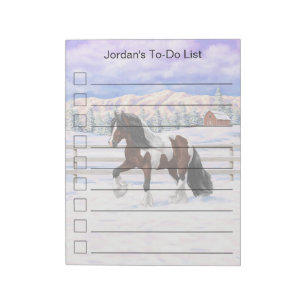 Bloco De Notas Bay Pinto Brown Skewbald Gypsy Vanner Tinker Horse
