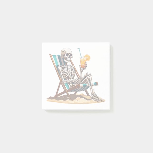 Bloco De Notas Beach Lounging Skeleton Halloween (Frente)