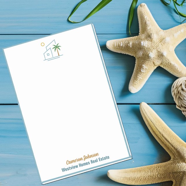 Bloco De Notas Beach Real Estate Company Custom Coastal Realtor (Criador carregado)
