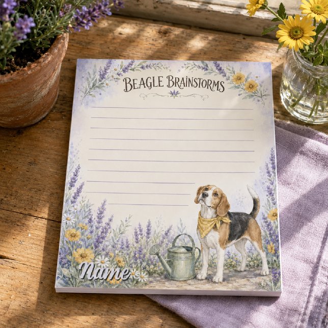 Bloco De Notas Beagle Brainstorms Aquarela Floral (Criador carregado)