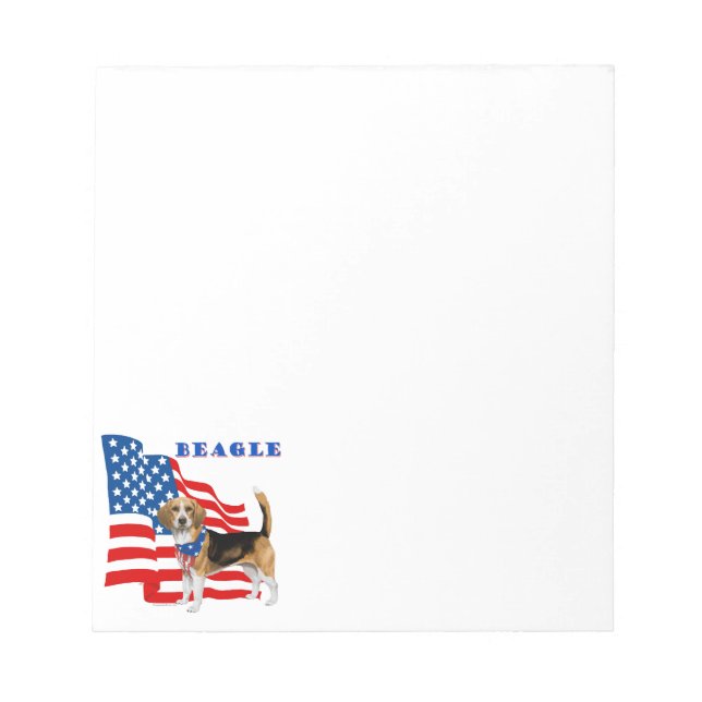 Bloco De Notas Beagle com Bandeira Americana (Frente)