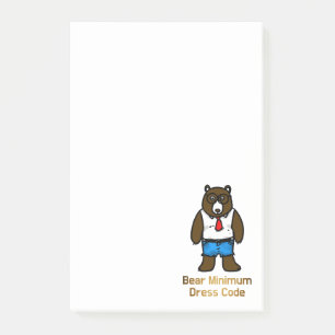 Bloco De Notas Bear Mínimo Engraçado Escritório Arte Pun