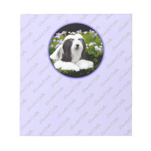 Bloco De Notas Bearded Collie Painting - Cute Original Dog Art