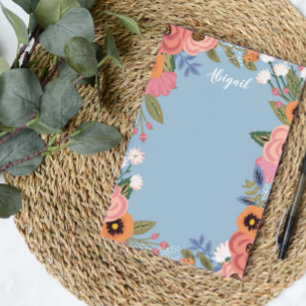 Bloco De Notas Beautiful Pastel Boho Flowers - Custom Name