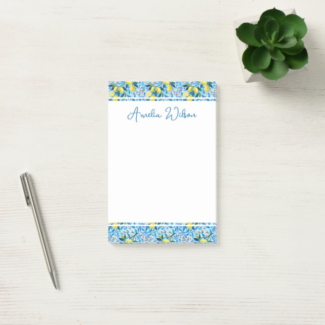 Bloco De Notas Beautiful Pattern of Vibrant Lemons Personalized (Escritótio)