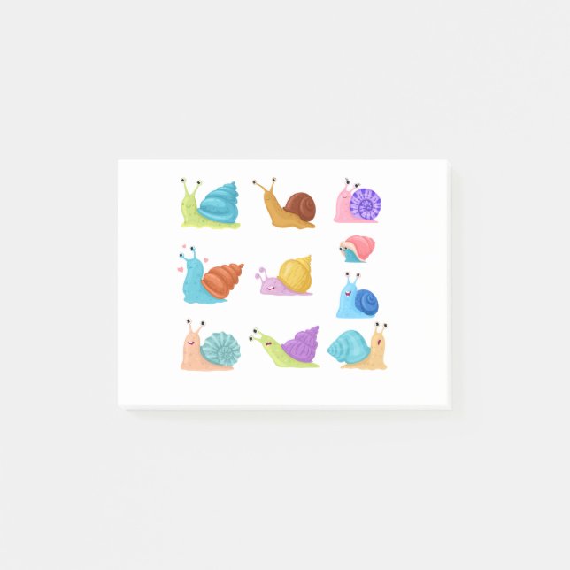 Bloco De Notas Beautifully Illustrated Snails Cartoon Snail Lover (Frente)