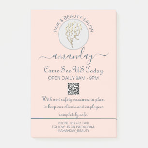 Bloco De Notas Beauty Salon Be Safe Logo Hairdresser Código QR