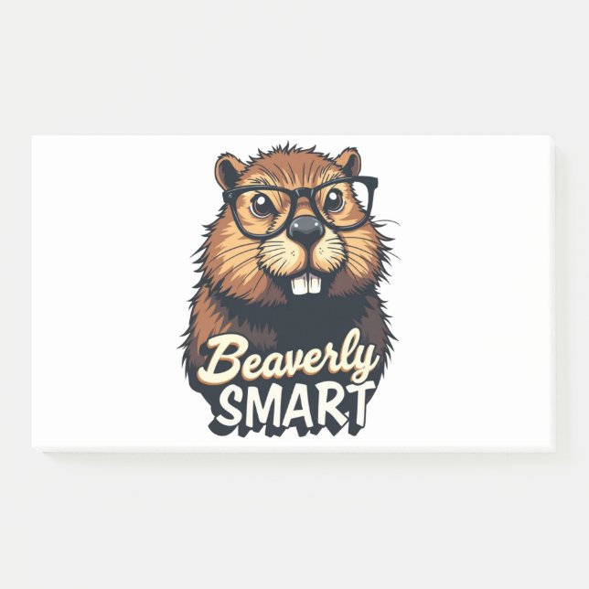 Bloco De Notas Beaverly Smart - Castor Engraçado com Gráfico de Ó (Frente)