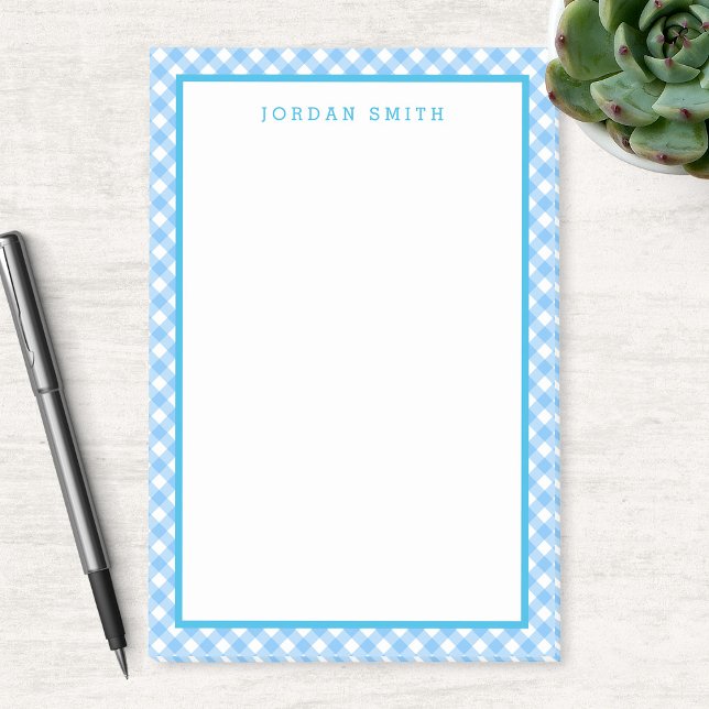 Bloco De Notas Bebê Blue Gingham com limite (Criador carregado)