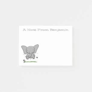 Bloco De Notas Bebê elefante verde ilustração em desenho animado