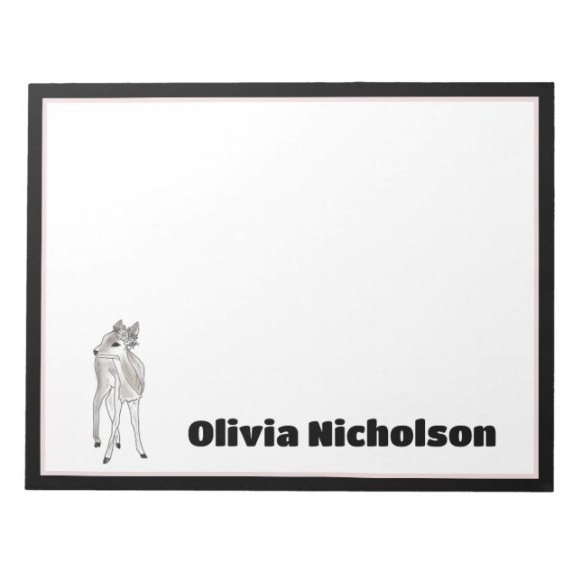 Bloco De Notas Bebê Fawn Doodle Artéria Personalizada (Frente)