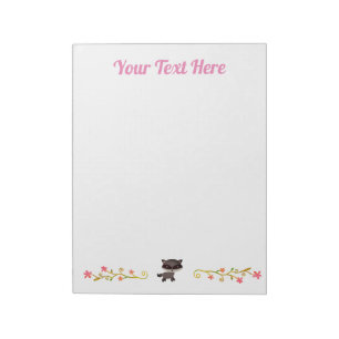 Bloco De Notas Bebê-guaxinim bonito com flores