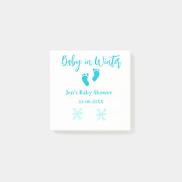 Bloco De Notas Bebê no inverno chá de fraldas pés de bebê azul fl