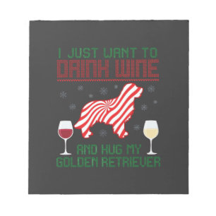 Bloco De Notas Beber Vinho Abraçar Retriever Dourado Natal