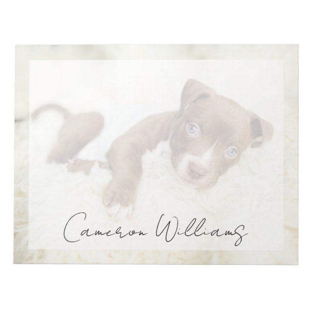 Bloco De Notas Bebês Animais mais Fofos | Filhote de Pit Bull (Frente)