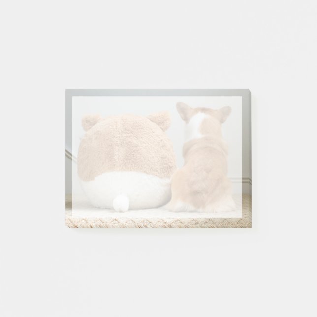 Bloco De Notas Bebês Mais Pobres | Corgi & Plush Puppy (Frente)