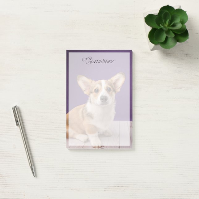 Bloco De Notas Bebês Mais Pobres | Corgi Puppy em roxo (Escritótio)
