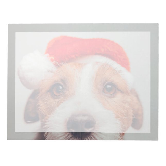 Bloco De Notas Bebês Mais Pobres | Jack Russell Dog Santa Claus (Frente)